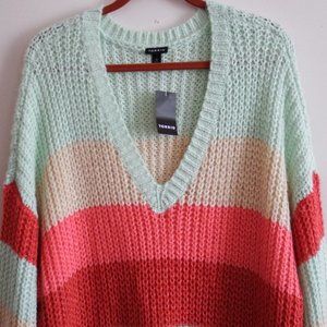 TORRID Womens Multi-colored Striped 3/4 Sleeve Sweater 4 (4X)